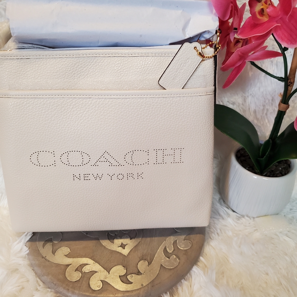 Coach Perforated Leather File Crossbody Bag